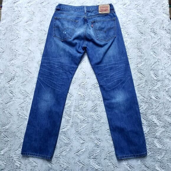 Levis Jeans Mens 33x32 Blue 505 Regular Straight Dark Wash American Denim - Picture 3 of 14